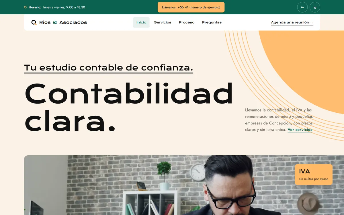 Primera pantalla de Ríos & Asociados