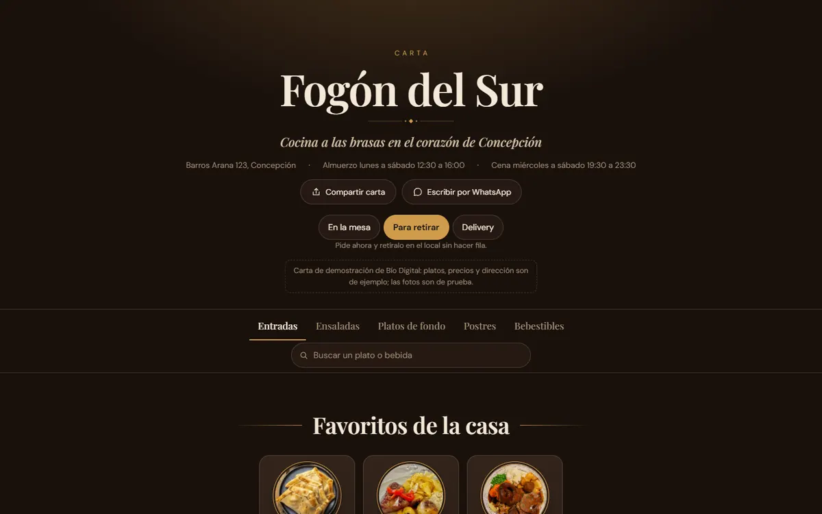 Primera pantalla de Fogón del Sur