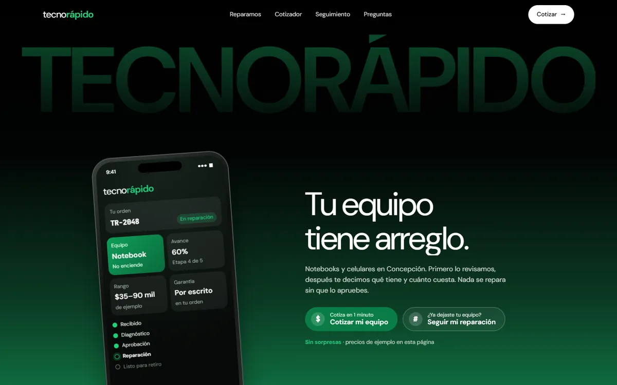 Primera pantalla de TecnoRápido